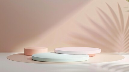  podium  on minimalist pastel backgrund