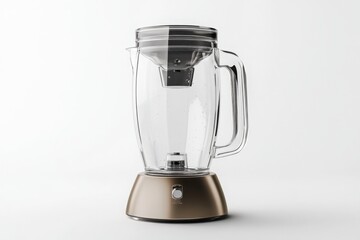 Empty glass blender on a metallic base