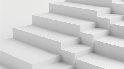 Fototapeta premium White Geometric Steps Abstract Background.