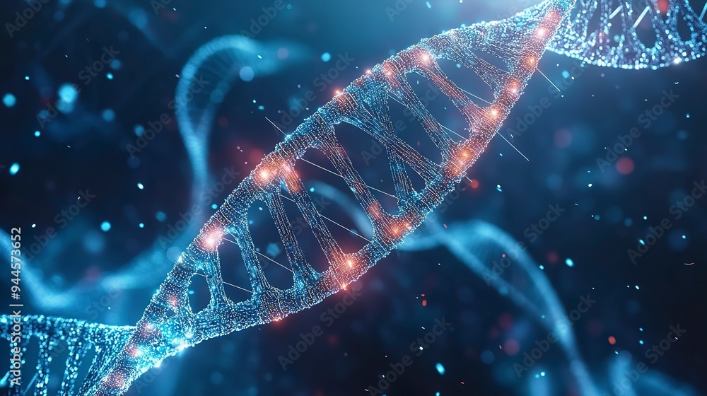 Aufkleber genetic engineering research and analysis in science laboratories, and generative ai. the double-hel