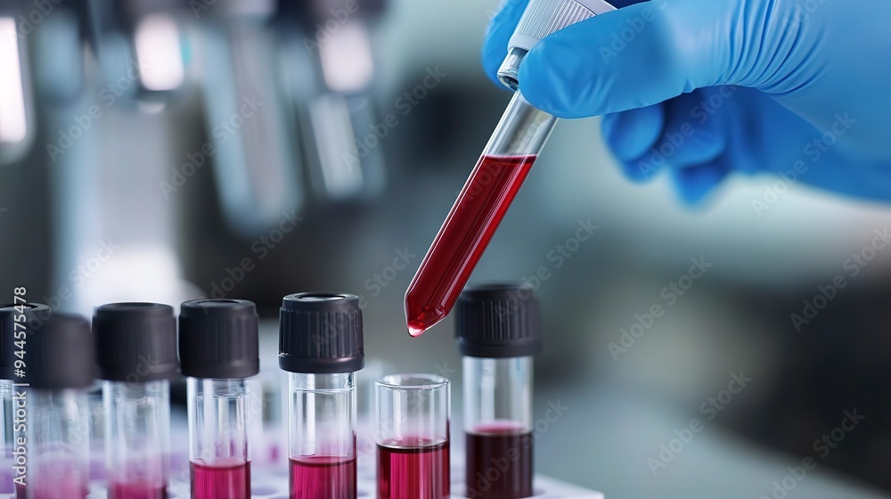 Wall mural Scientist preparing blood sample for clinical testing in a laboratory