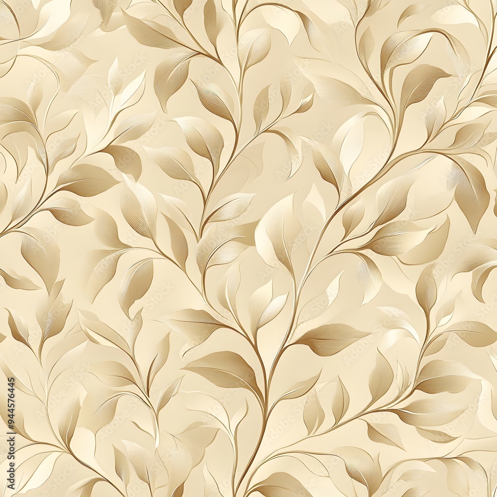 Poster 103. **create a seamless pattern with elegant, scrolling leaves and tendrils in a soft, metallic gol