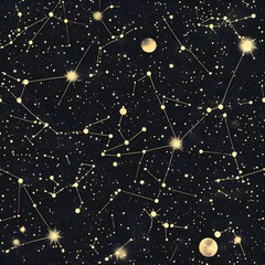 105. **Generate a seamless pattern of delicate, celestial constellations in a dark, starry background.**