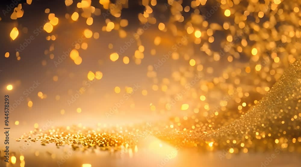Poster gold glitter background with sparkle shine light confetti abstract motion background shining gold pa
