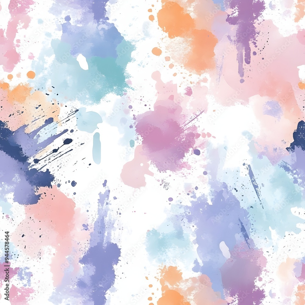 Poster 2. **design a seamless pattern featuring abstract splashes of watercolor in a pastel color scheme.**