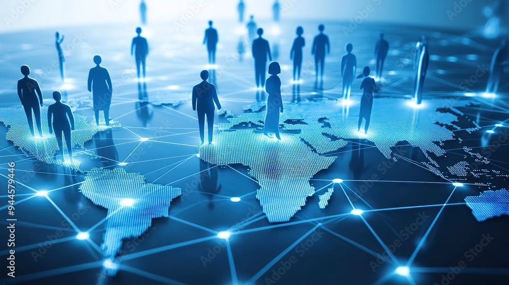 Aufkleber global business networking and data exchange for hr and customer service strategy