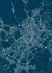 Madrid, Spain blueprint map poster art