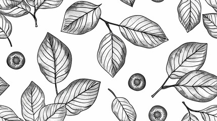 Obraz premium Line drawing of repetitive background of blueberry