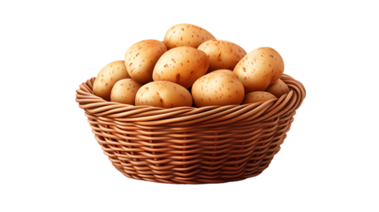 image of a basket of potatoes isolated on transparent background