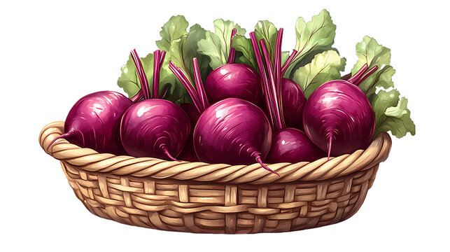 image of a basket of rootbeet isolated on transparent background