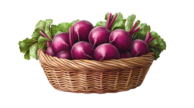image of a basket of rootbeet isolated on transparent background