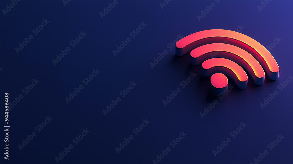 Poster Glowing wifi symbol is showing stable connection on dark background