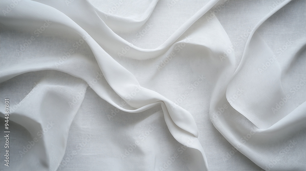 Poster white fabric texture background with delicate waves flowing