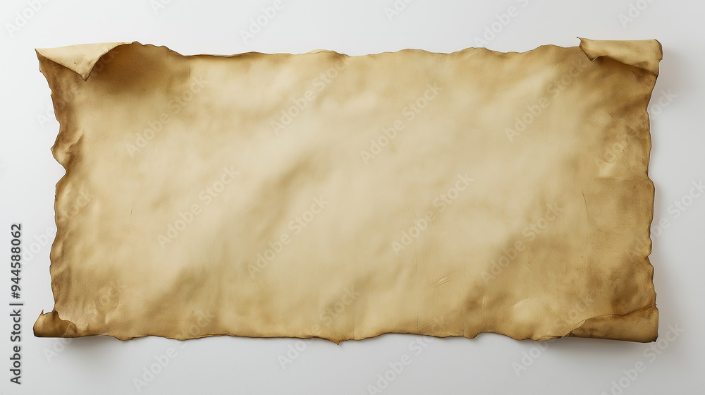 Poster Old blank parchment paper scroll texture background showing age and wrinkles