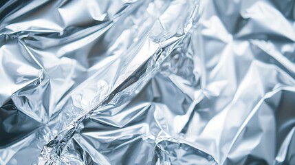 Obraz premium Recycled aluminum foil focus on wrapping leftovers, clean kitchen, soft lighting, Double exposure silhouette with foil texture