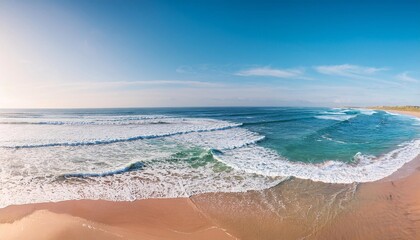 Beautiful, sunny oceanfront, featuring beaches with clear blue water and clear skies. generative ai