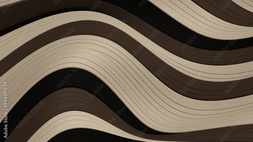 Aufkleber abstract wavy lines: a minimalist design of elegant, flowing lines in shades of brown and black, cre