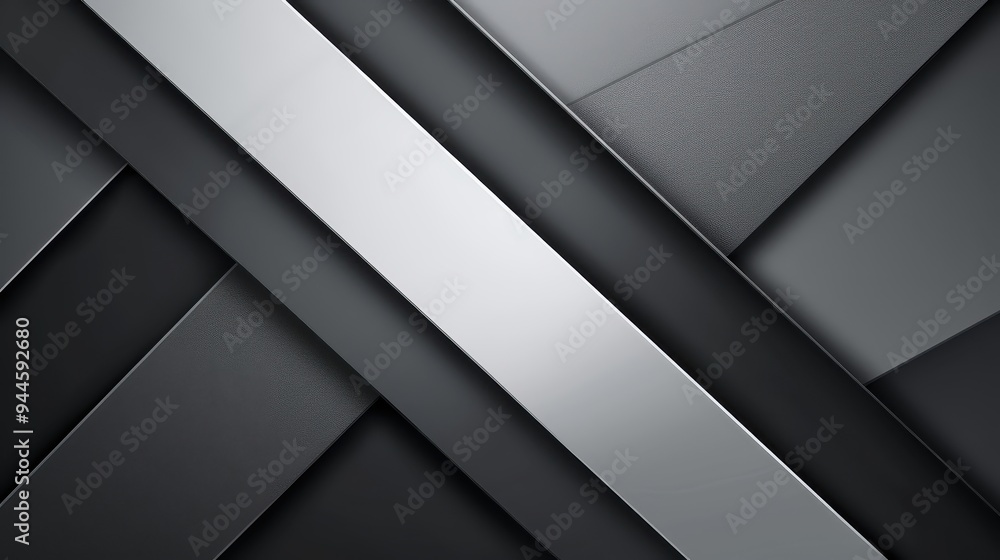 Poster monochrome geometry: abstract background of intersecting black and silver lines and shapes