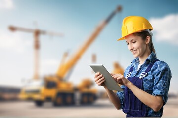 Engineer worker at construction site outdoor
