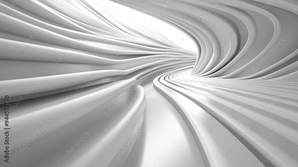 Poster abstract white tunnel: a mesmerizing perspective, a white tunnel with flowing lines invites the view