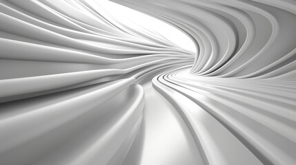 Fototapeta premium Abstract White Tunnel: A mesmerizing perspective, a white tunnel with flowing lines invites the viewer into a world of dreams and possibilities. Its minimalist design and smooth transitions evoke
