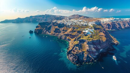 Fototapeta premium aerial view of Santorini island