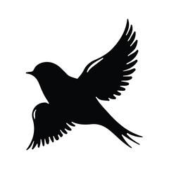 Obraz premium Simple black color flying bird silhouette on white background, bird vector icon