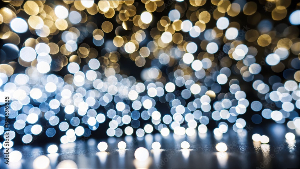 Poster a mesmerizing display of shimmering bokeh lights twinkling softly in the dark, creating a dreamlike 
