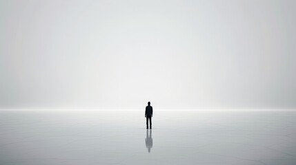 Obraz premium Silhouette of a Man Standing on a Cracked Surface.