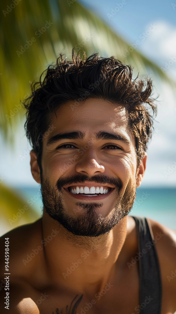 Wall mural Handsome Hispanic man smiling