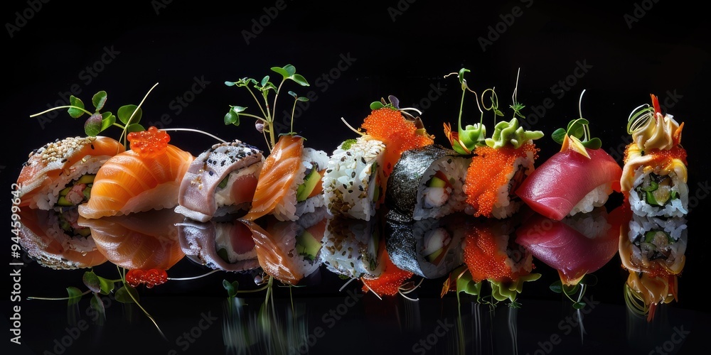 Poster Exotic Seafood Sushi Delicacies