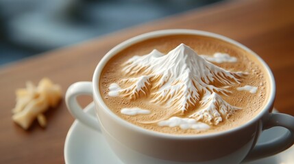 Mountain-Inspired Latte Art A Masterpiece in Coffee, Creative Brew by an Artisan, Art Beverage Artisan, Coffee Art, Latte Art Design, Coffee Shop, Cafe, Barista, Coffee Beans, Espresso, Milk Foam
