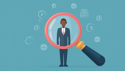 Obraz premium Corporate transparency, integrity or trust, business management with responsibility, financial transparent, legal or agreement for ethic report concept, businessman on magnifying glass transparency.