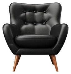 PNG Armchair furniture leather black.