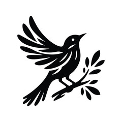 Obraz premium Bird vector icon illustration sitting on a branch or tree, bird vector, bird icon