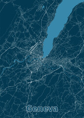 Geneva, Switzerland artistic blueprint map poster map poster art