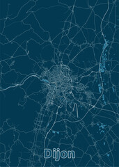 Dijon, France artistic blueprint map poster