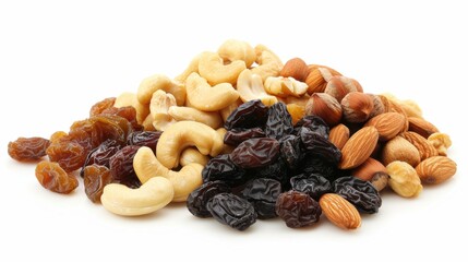 Obraz premium Raisin grain with nuts closeup view