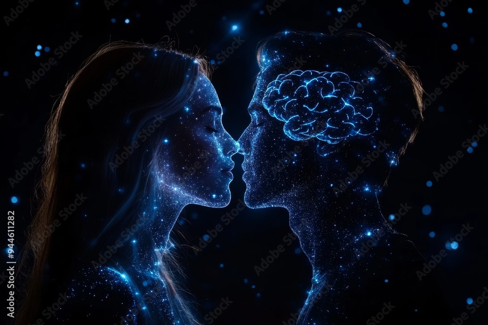 Poster artistic representation of two profiles with puzzle piece brains symbolizing the ongoing process of 