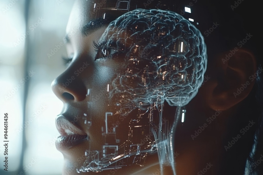Poster digital rendering of two human profiles with puzzle piece brains facing each other representing the 