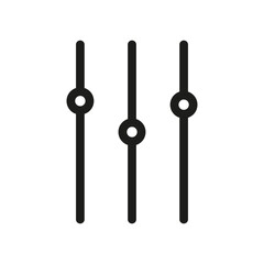 Slider control icon. Audio adjustment symbol. Minimalist settings graphic. Simple black design.