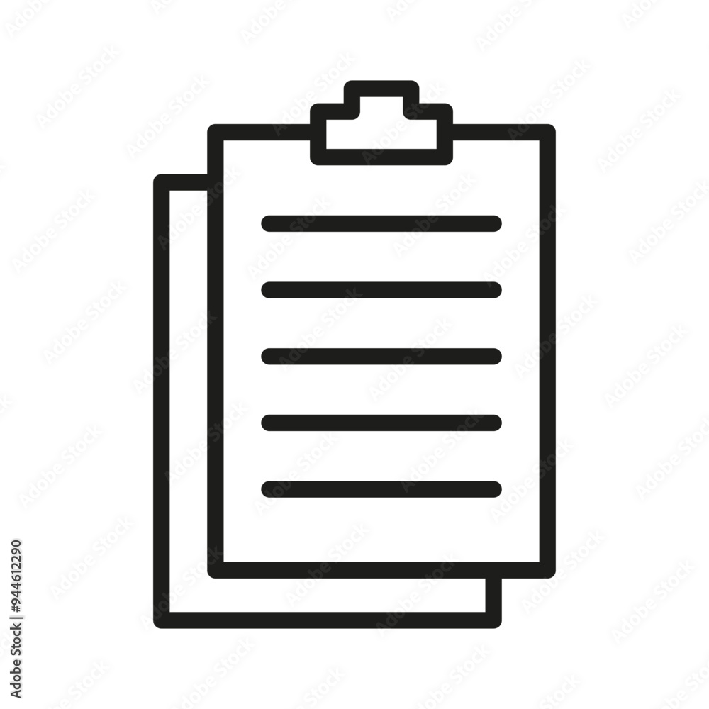 Aufkleber clipboard icon. task list symbol. document holder shape. simple line illustration.