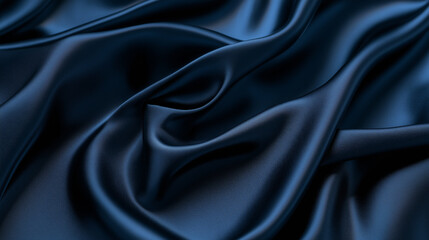 Obraz premium Dark blue silk fabric flowing and forming elegant waves