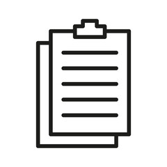Clipboard icon. Task list symbol. Document holder shape. Simple line illustration.