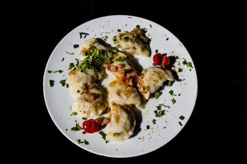 Typical meal of Poland - pierogi (filled dumplings)