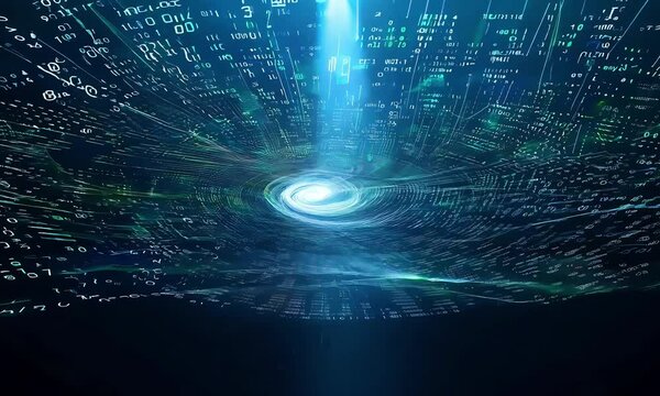Digital Vortex A 4K Video Stock of Technological Whirlwind.