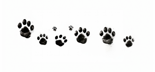 PNG Dog footprints paws white background carnivora panoramic.