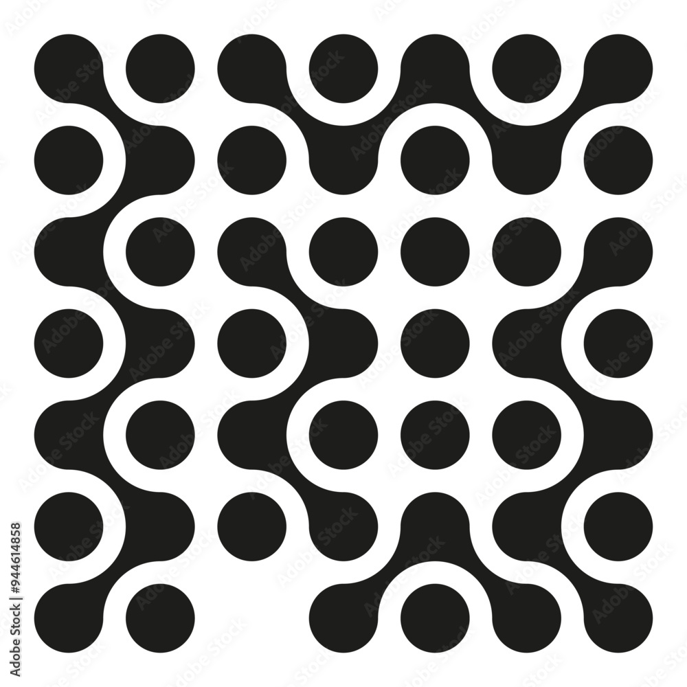 Aufkleber abstract geometric pattern. black circular shapes. symmetrical repeating design. vector illustration