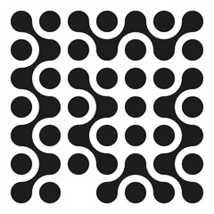 Abstract geometric pattern. Black circular shapes. Symmetrical repeating design. Vector illustration.