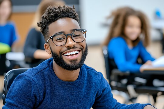 Sign languages in a modern, inclusive classroom, captured in a photo showing diverse students learning together through signing